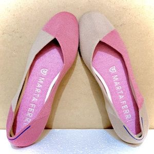 Rothy’s • Marta Ferri Capsule Collection • Pink & Sand • Square Toe • Size 9